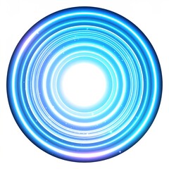 Fototapeta premium Abstract Holographic Glowing Blue Ring with Particle Halo and Ripple Effect on Transparent Background