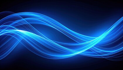 Abstract Blue Wave Pattern With Light Effects Over Dark Background