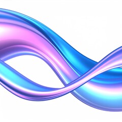 Abstract Holographic Wave Stripe in Metallic Blue Purple and Pink Tones on White Background