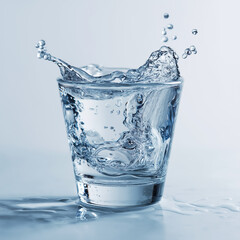 Water Splash: A captivating photo showcases a glass of water as a dynamic splash bursts forth. Capturing the raw energy and fluid beauty