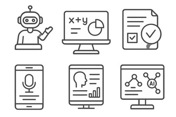  Artificial Intelligence and Data Analytics Vector Icons
