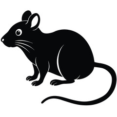 Cute small brown cartoon mouse with a long tail on a white background, isolated vector illustration