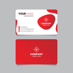 Elegant minimal Simple Business Card Layout. Modern creative name card and business card. Corporate design template, Clean professional business template, Visiting card in red and white color.