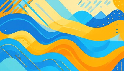Abstract Composition Featuring Layered Wave-Like Forms in Orange and Blue Colors