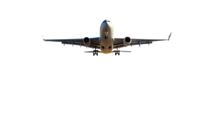 Airplane isolated on transparent background, a commercial jet for air travel, ready for landing or departure