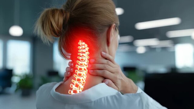 Cervical discomfort: spinal tension, nerve irritation, joint stiffness, muscle strain, vertebral damage, skeletal misalignment, posture issue, disc pressure, neck tightness, chronic ache, 
