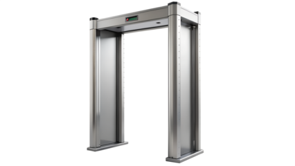 Metal detector scanner used for security check at airports isolated on transparent background