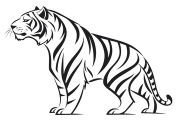 Fototapeta premium Stylized Black and White Tiger Illustration.