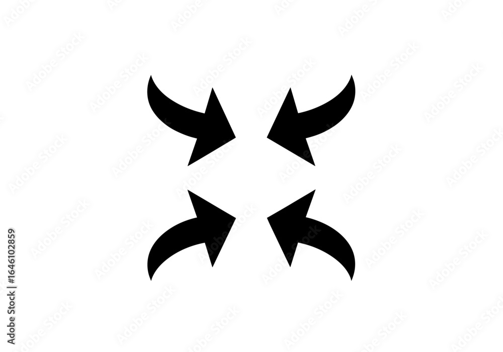 Poster black arrows pointing outward create a dynamic visual representation of movement and directionality 