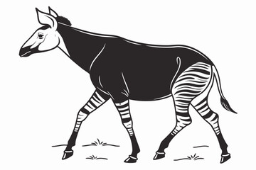 Obraz premium Stylized Okapi Walking in Black and White.