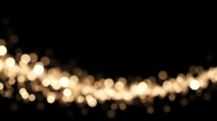 Abstract Golden Bokeh Lights on Black Background Particle Bokeh Effects