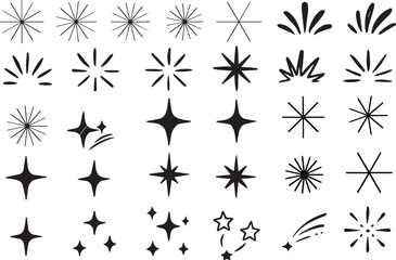 Doodle line sparkle, burst  star icon vector illustration