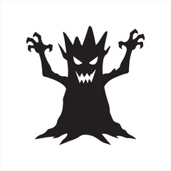 Silhouette of a Spooky Tree Monster Ready to Terrify this Halloween Night