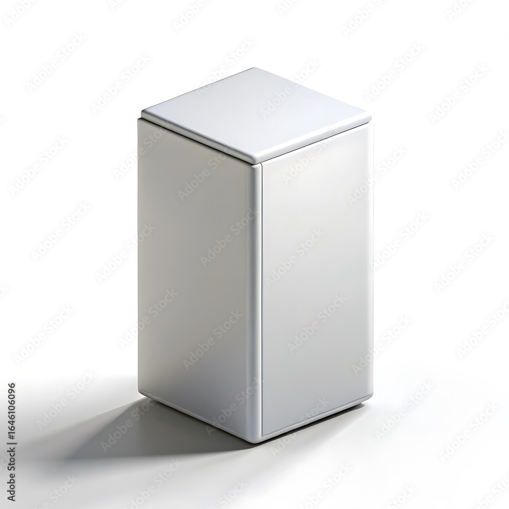 Poster minimalist white cube shaped object casting a soft shadow on a clean white background studio shot