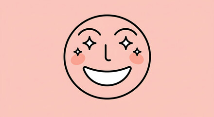 Icon of happiness and love, a smiling face with small stars in the eyes, minimalist style