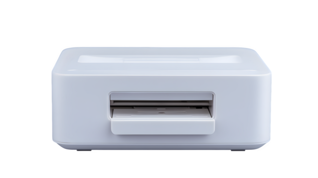 Sleek white modern printer device ready for efficient document printing and seamless office integration, enhancing productivity with its minimalist design and user-friendly operation.
