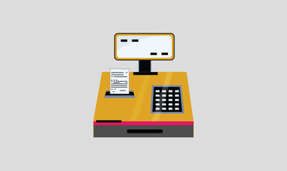 Electronic cash register accepting contactless payment machine vector