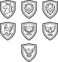 Obraz premium Heraldic Animal Shields Collection