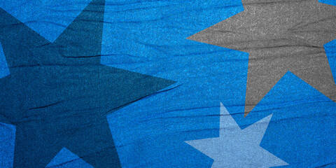 Blue Fabric Texture with Star Shape Overlay. The Rugged Texture Offers a Strong Visual Aesthetic, Suitable for Posters and Creative Projects