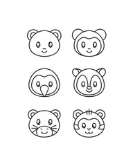 Cute Animal Faces Bear, Monkey, and More