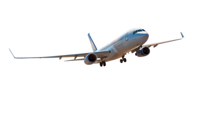 Commercial airplane in flight, a mode of air transportation isolated on transparent background