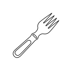 Zero waste, Wooden fork icon, minimalist design, black and white illustration, copy space, on transparent background