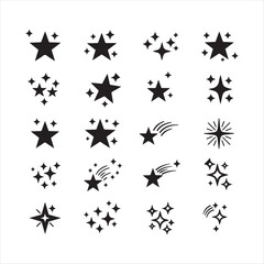 Collection of Star Illustrations in Various Styles Stellar Designs Shining Stars and Shooting Stars Celestial Icons and Graphics Black and White