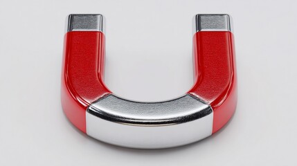 U-shaped magnet attracting on white background, illustration for science, physics, and education