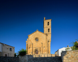 Fototapeta premium Romanesque facade of Santa Maria de Almocovar Church in Alcantara