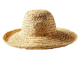 Elegant woven straw sun hat with a classic rounded crown and a wide protective brim.