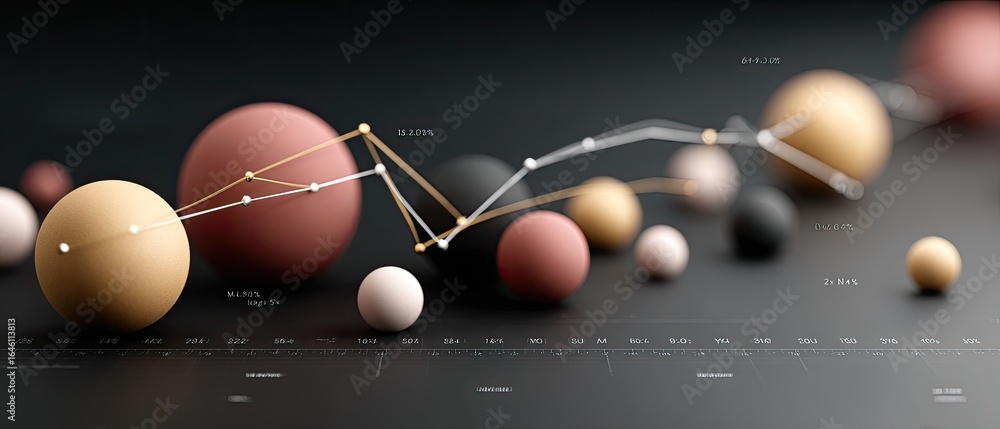 Poster an array of vibrant shapes and lines illustrates data visualization, featuring glowing spheres and v