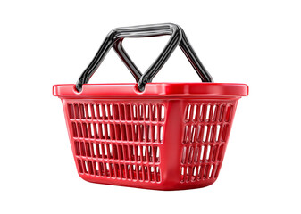 Fototapeta premium Red Shopping Basket with Black Handles on Transparent Background
