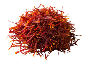 Naklejka premium Top View of Flat Lay of Saffron Threads Spread on Transparent Background