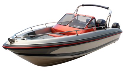 A sleek motorboat isolated on transparent background, perfect for a day of leisure and exploration on the water