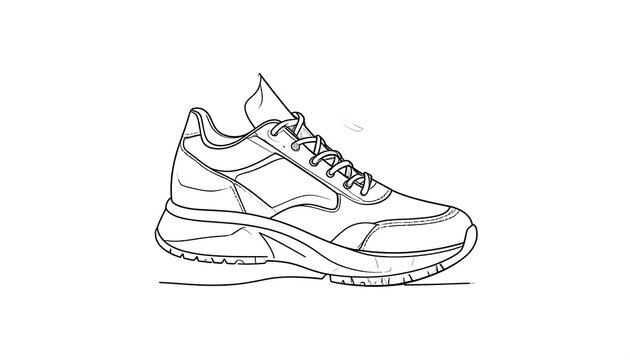 Simple black and white running shoe sketch