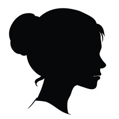 Silhouette of woman side view face isolated vector illustration,. black color silhouette on a white background. Girl with long hair.