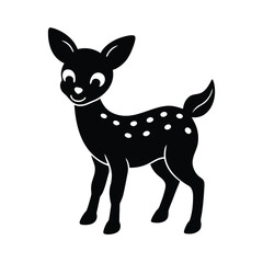 Adorable Baby Deer with Spots Smiling on White Vector illustration