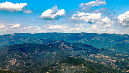 Tarn river and Cevennes from aerial view in french country