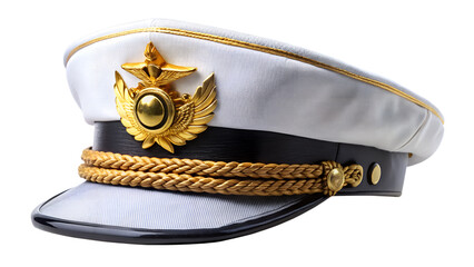A captains hat isolated on transparent background, a symbol of authority and tradition in the navy and maritime world