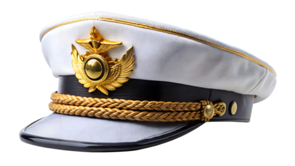 A captains hat isolated on transparent background, a symbol of authority and tradition in the navy and maritime world