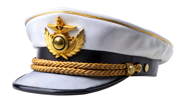 A captains hat isolated on transparent background, a symbol of authority and tradition in the navy and maritime world