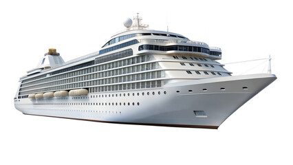 Luxury cruise ship sailing on the ocean isolated on transparent background, offering a luxurious vacation experience