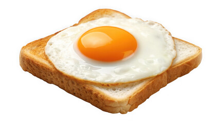 Fried egg on toast isolated on transparent background