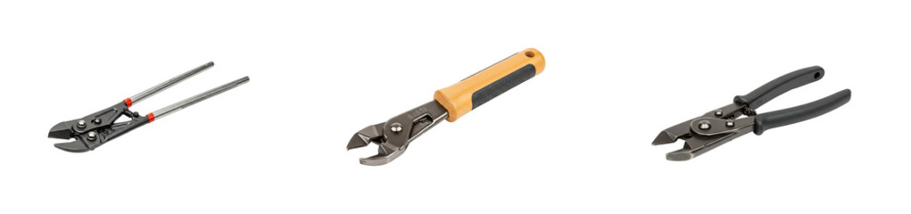 Obraz premium Cutting tools showcase workshop product tool environment industrial concept. Set cut out PNG