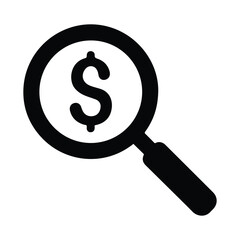 Minimalist financial search icon isolated on white background
