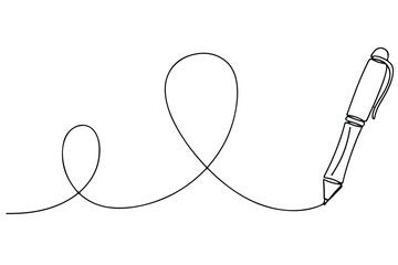 Minimalist pen flowing line drawing isolated on white background © Shoaib
