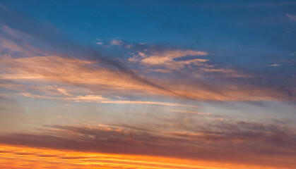 beautiful sunset sky with clouds