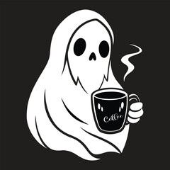 Caffeinated Ghost with Coffee Mug