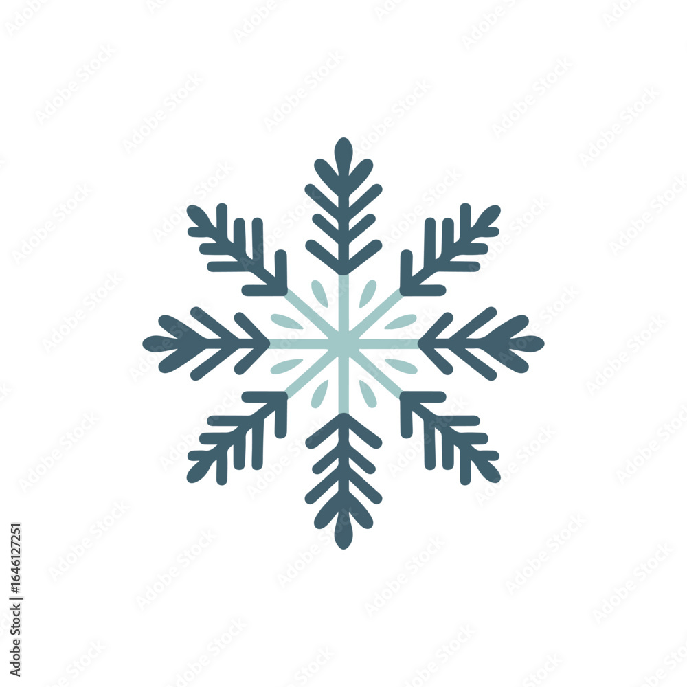 Poster a detailed illustration of a snowflake showcasing intricate patterns and symmetry