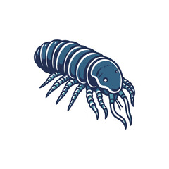 A detailed illustration of a marine creature with segmented body and numerous legs, showcasing its unique anatomy